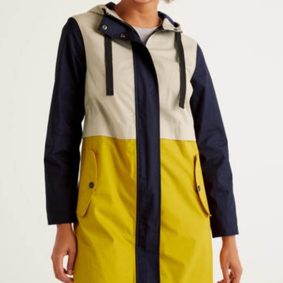 Boden Colorblock Lawrence Long Hooded  Waterproof Raincoat Women's Size 6 - Picture 12 of 12